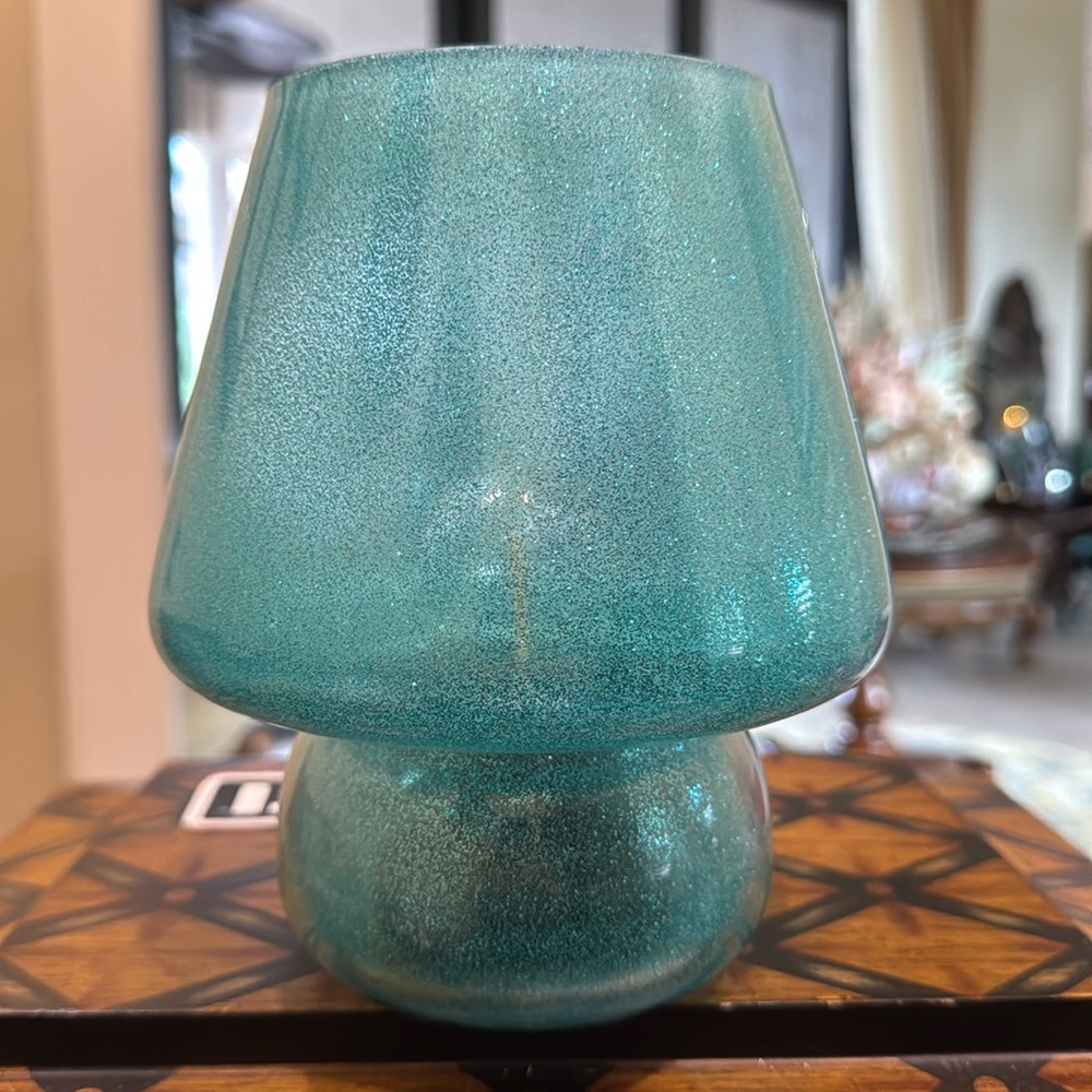 Teal LED Mushroom Lamp